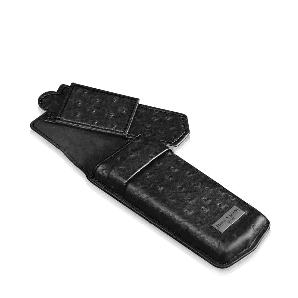Mondo Ostrich Single Watch Case - Black-3-Le Remontoir