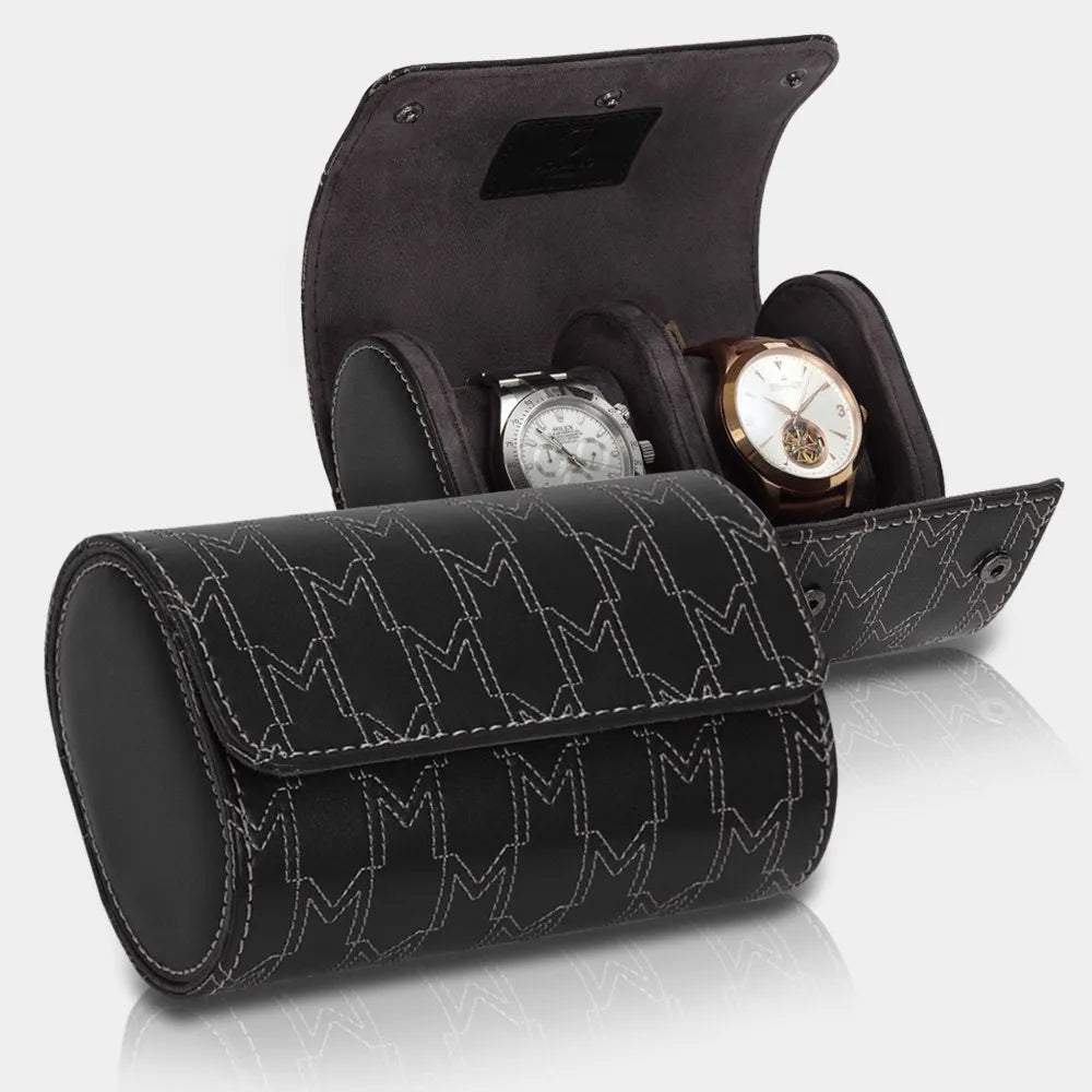Watch Case - OPTIMUS for 2 Watches - Black/White-4-Le Remontoir