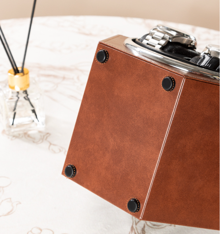 Hexagonal Duo Watch Winder – Coffee-5-Le Remontoir
