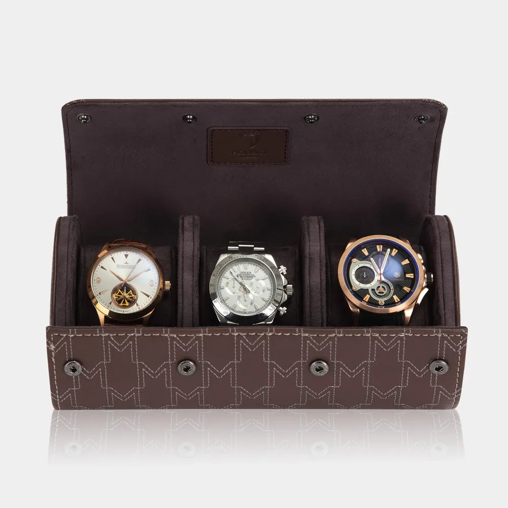 Watch Case - OPTIMUS 3 Watches Brown / White-2-Le Remontoir