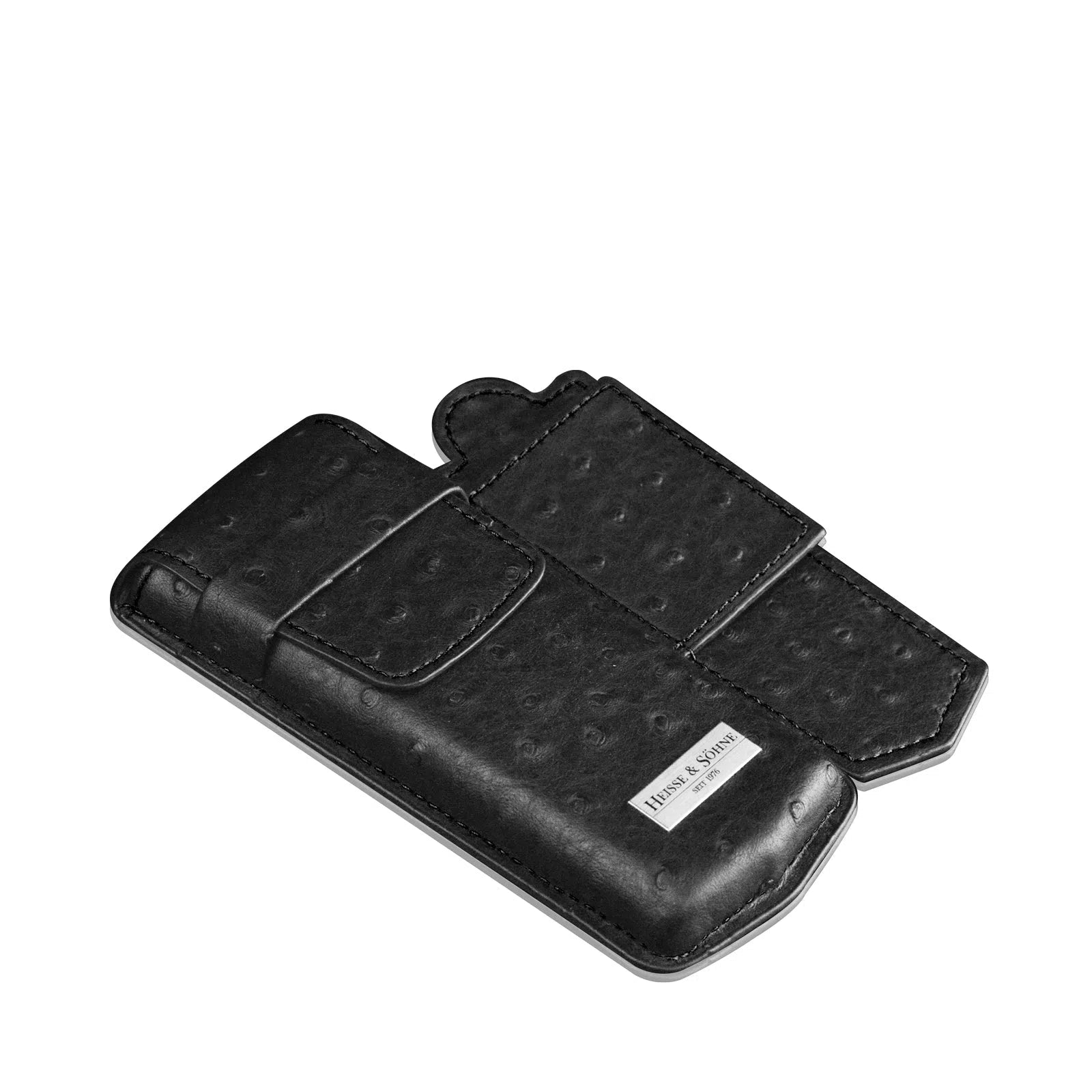 Mondo Ostrich Single Watch Case - Black-2-Le Remontoir