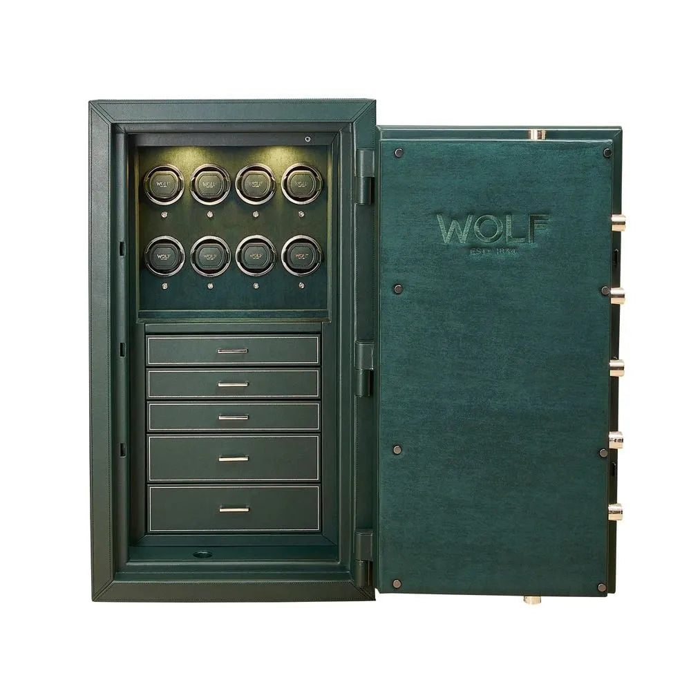 Watch Winder - Wolf1834 Athos 8 Safe with Storage Green