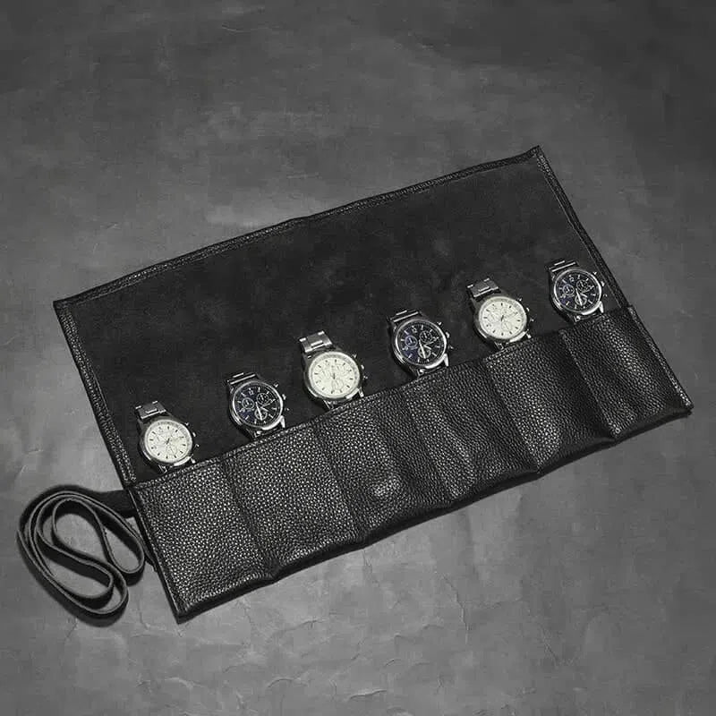 Raven Leather Watch Roll-4-Le Remontoir
