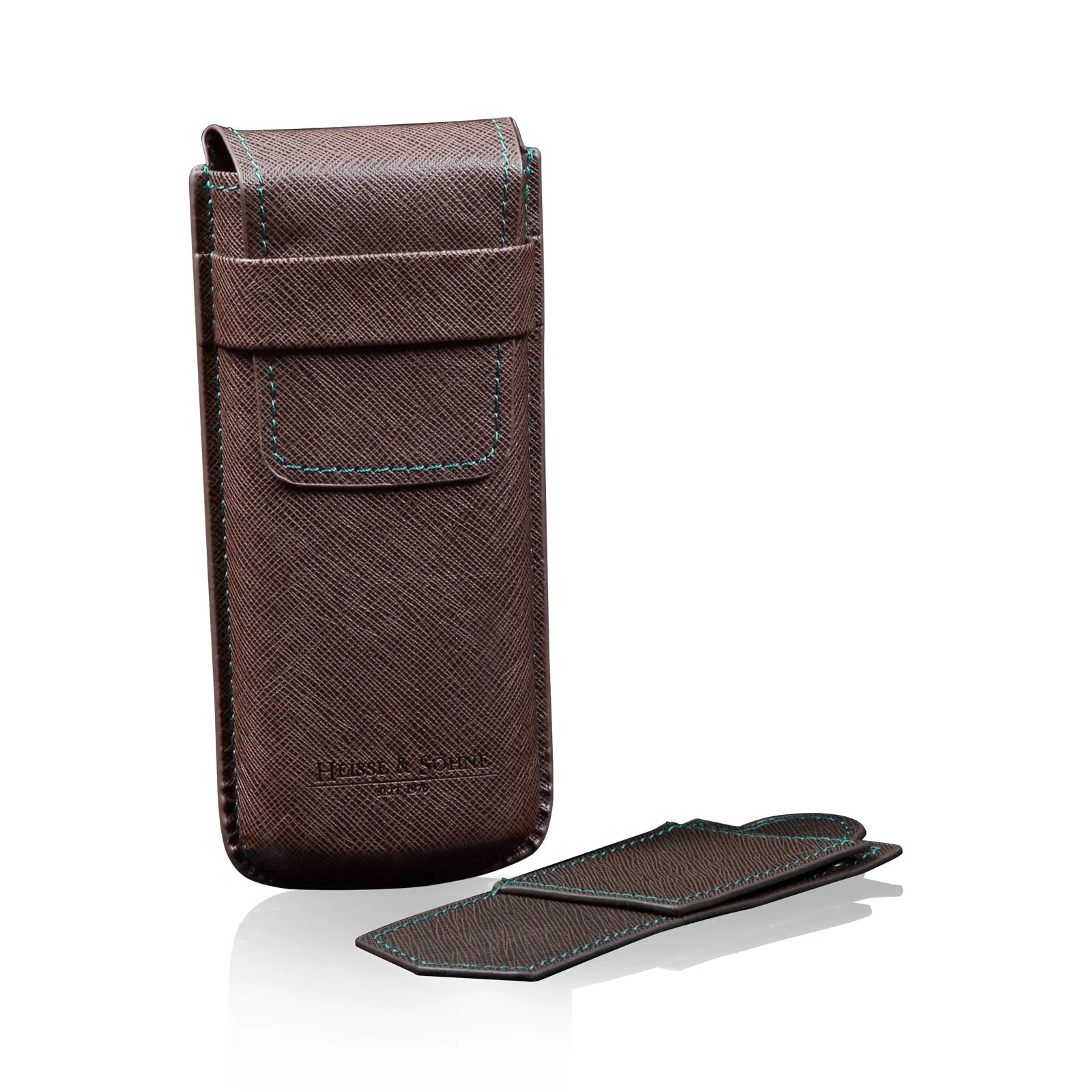 Watch Case - Mondo Saffiano 1-Watch Case Brown/Green-1-Le Remontoir