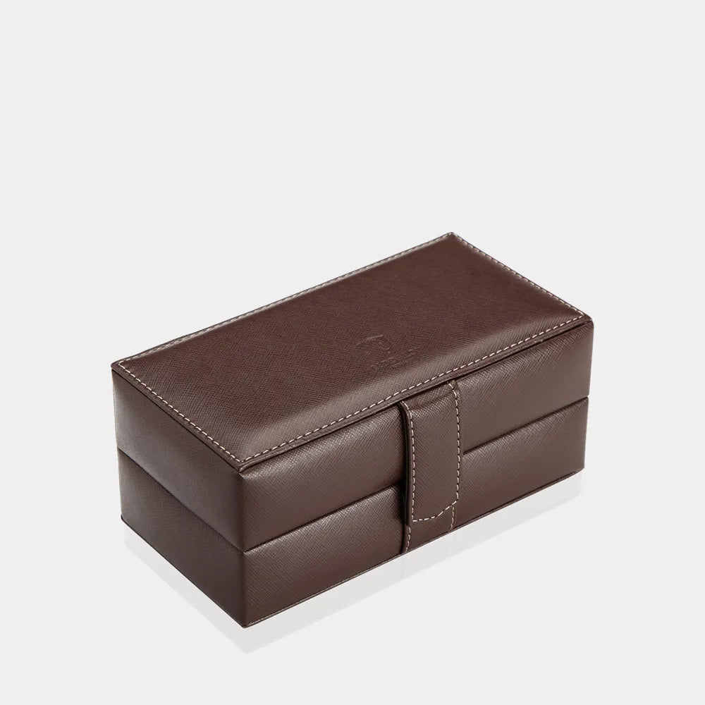 GALLANTE Watch Box - Brown Holds 3 Watches-3-Le Remontoir
