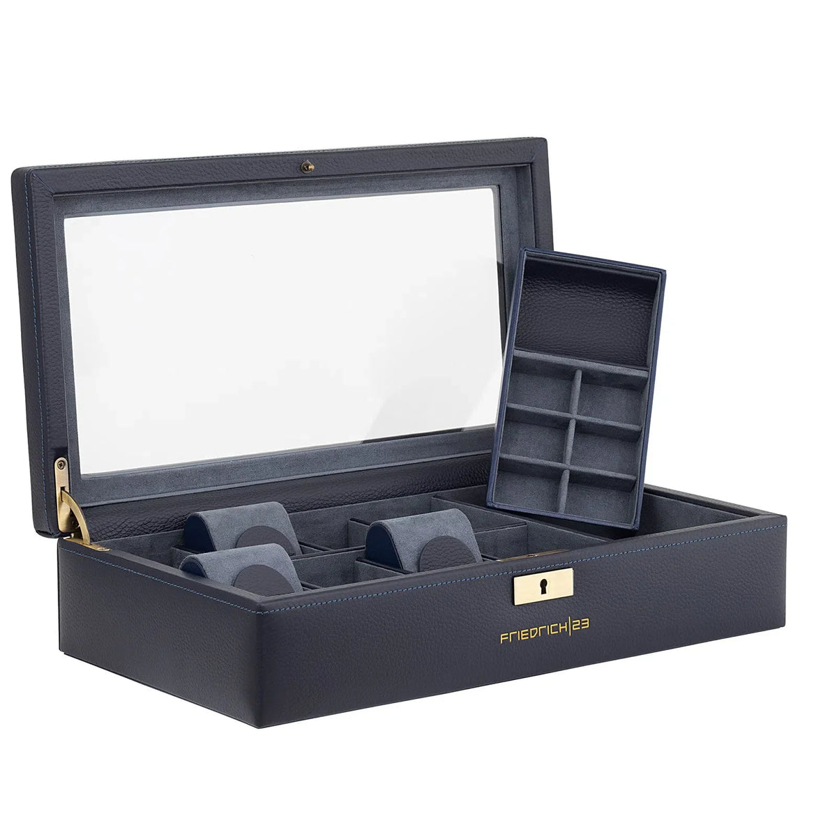 Watch Box - Jumbo Dynasty 8 Watches Blue-2-Le Remontoir