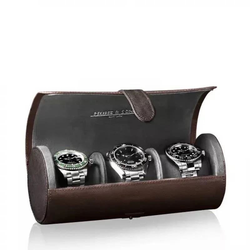 Watch Travel Case - Roll 3 Brown-1-Le Remontoir