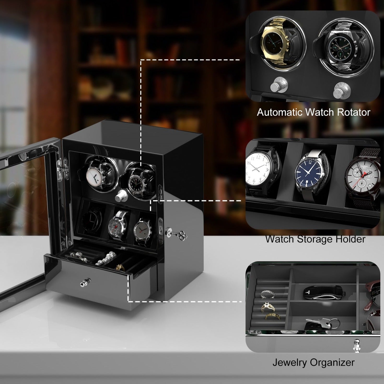 DUKWIN Black Exhibition Watch Winder-4-Le Remontoir