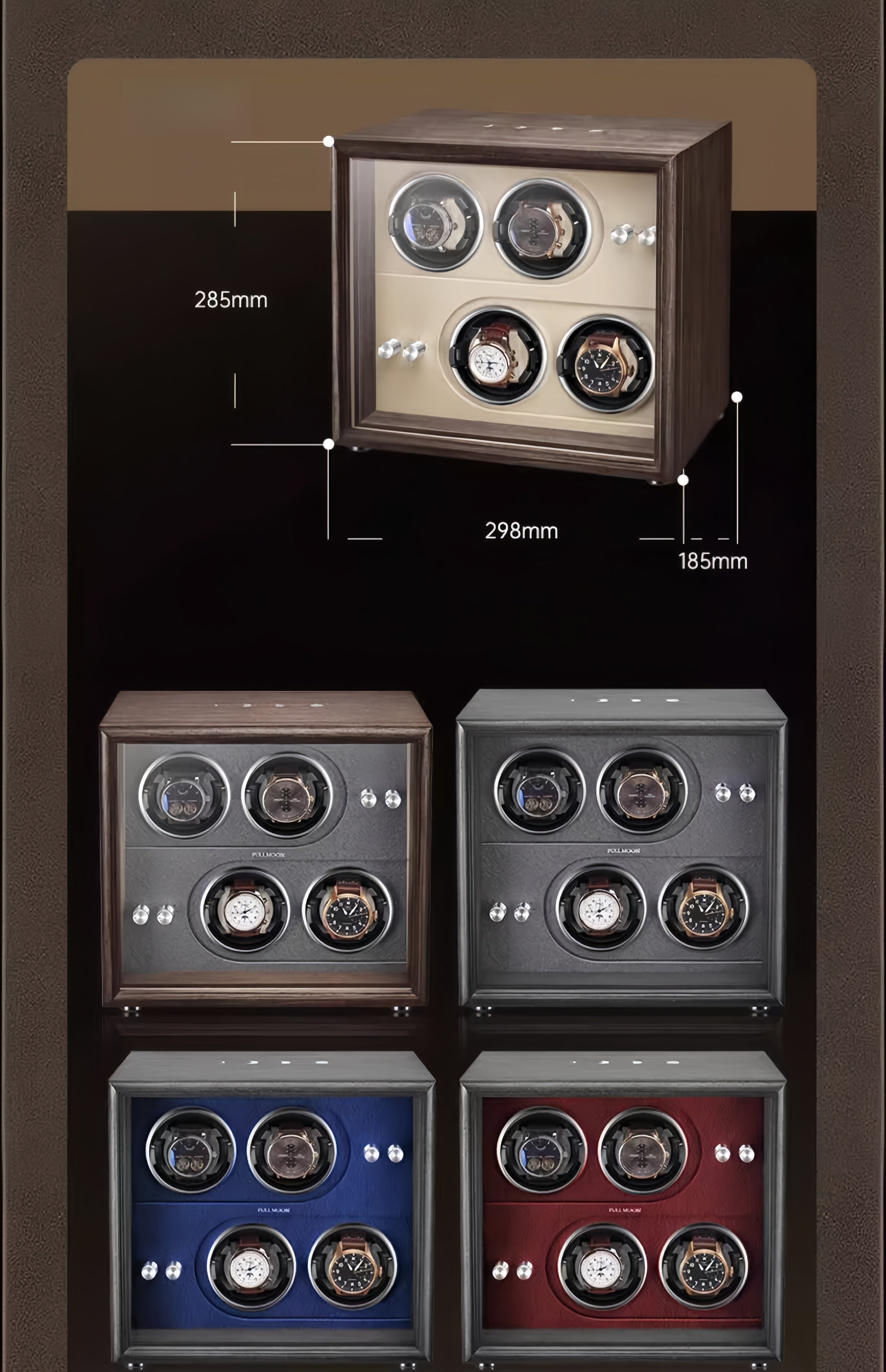 FULLMOON Anthracite Quartet Watch Winder-3-Le Remontoir