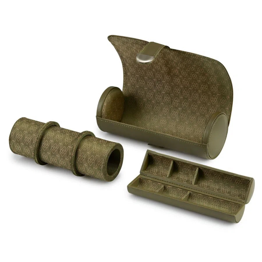 Olive Green Watch Roll for Three Watches-2-Le Remontoir