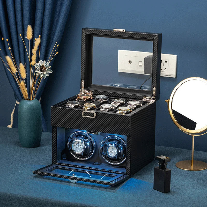Luxury Carbon Watch Winder with storage-1-Le Remontoir