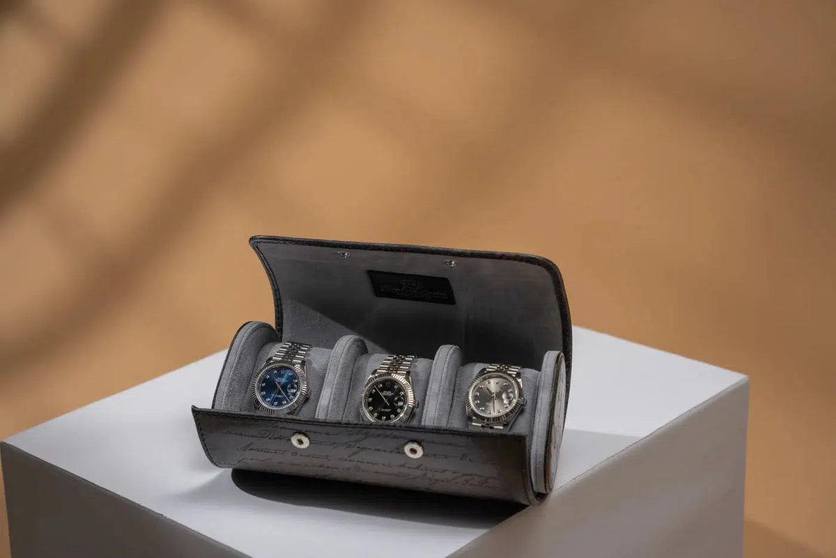 Watch Box - Galata Parchment Platinum Gray-3-Le Remontoir