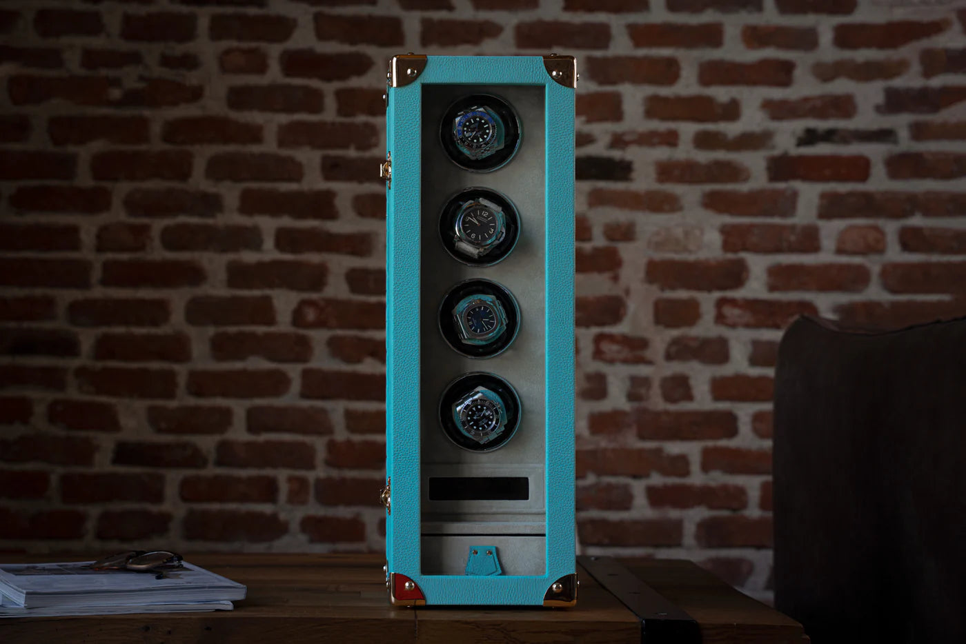 Watch Winder - Togo Tiffany Blue-4-Le Remontoir