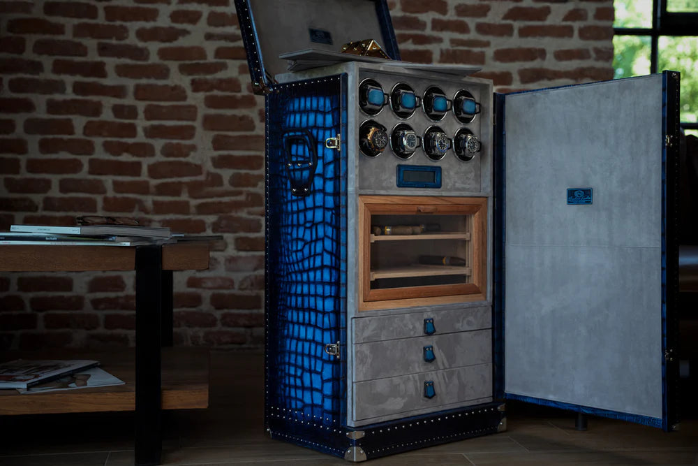 Watch Winder - Trunk CP Patina Blue-4-Le Remontoir