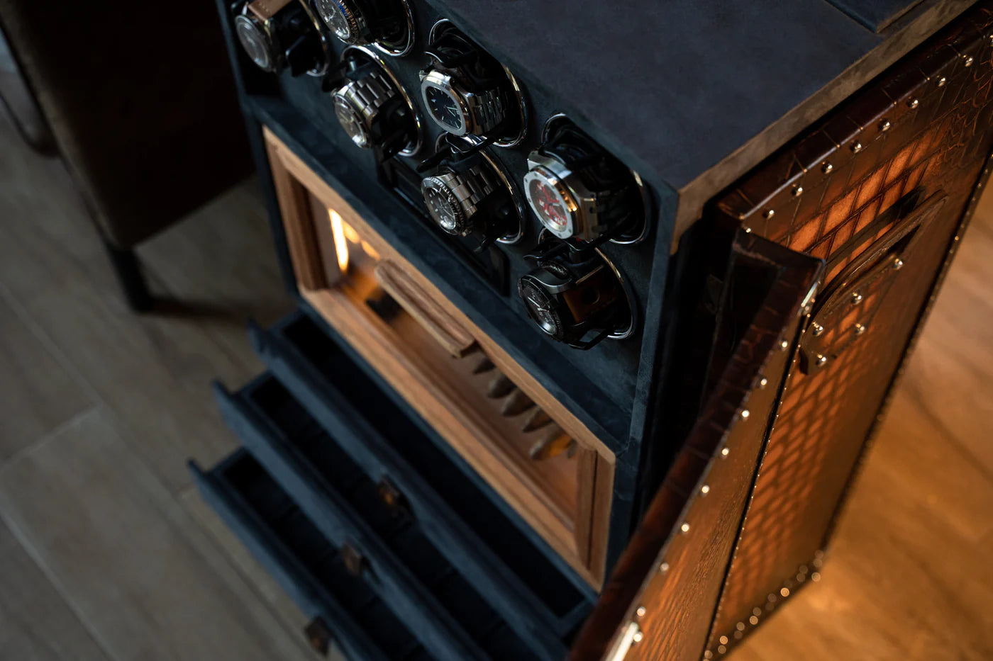 Watch Winder - Trunk Patina Brown-3-Le Remontoir