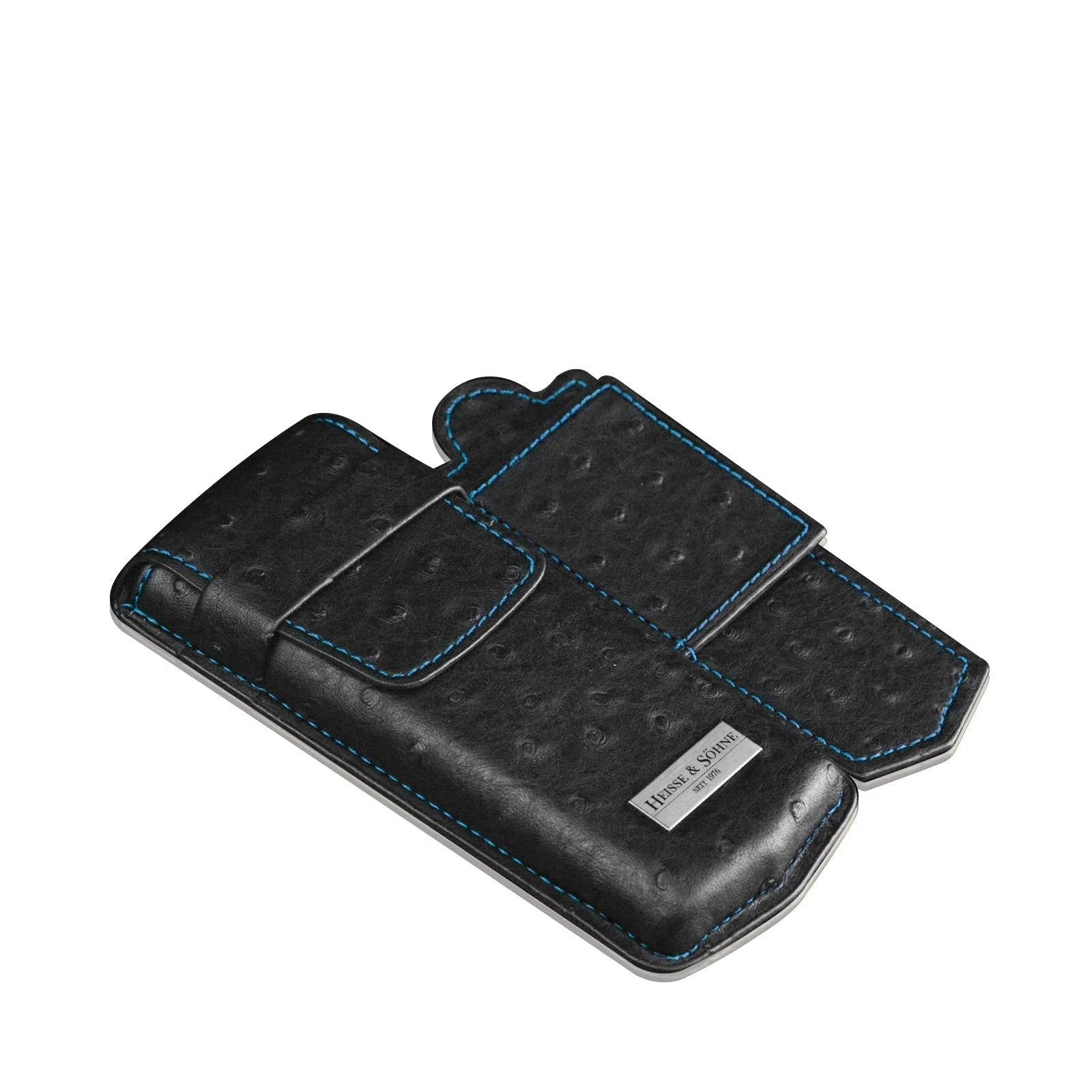 Watch Case - Mondo Ostrich 1 Watch Black/Blue-3-Le Remontoir