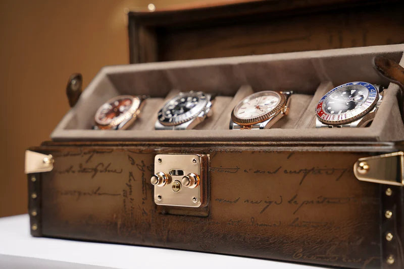 Watch Box – Parchment Patina Java 4 Slots-1-Le Remontoir