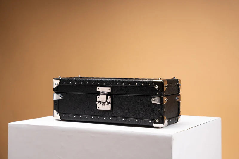 Watch Box – Saffiano Black 4 Slots-4-Le Remontoir