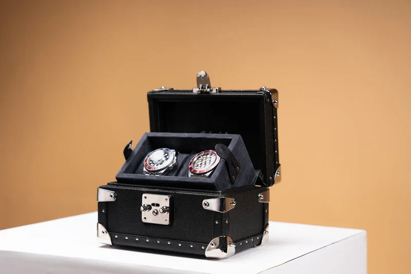 Watch Box – Saffiano Black 2 Slots-2-Le Remontoir