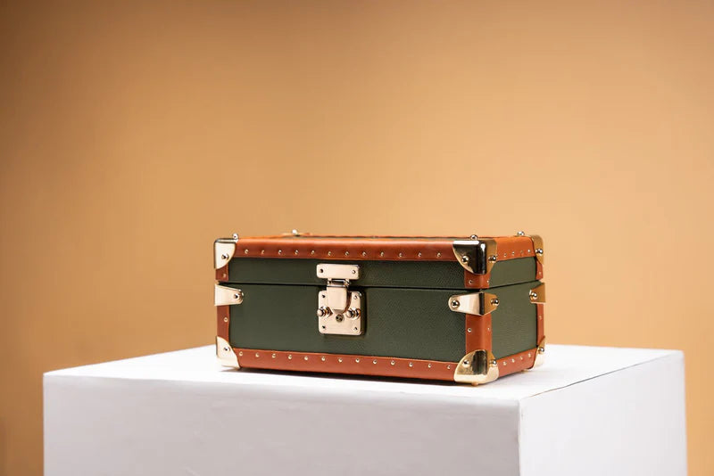 Watch Box – Saffiano Olive Green 2 Slots-3-Le Remontoir