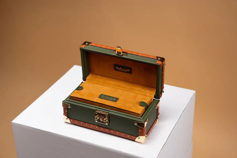 Watch Box – Saffiano Olive Green 3 Slots-2-Le Remontoir