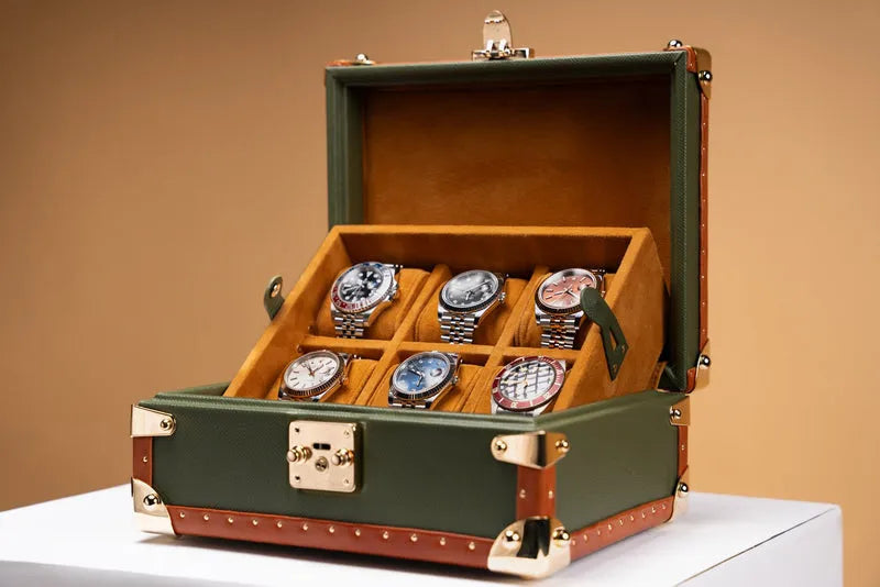 Watch Box – Saffiano Olive Green 6 Slots-2-Le Remontoir