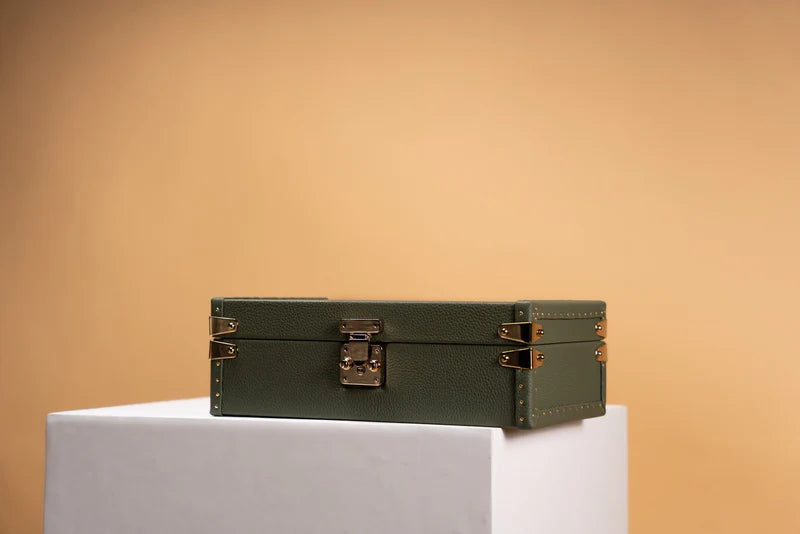 Watch Box – Togo Khaki Green 8 Slots-3-Le Remontoir
