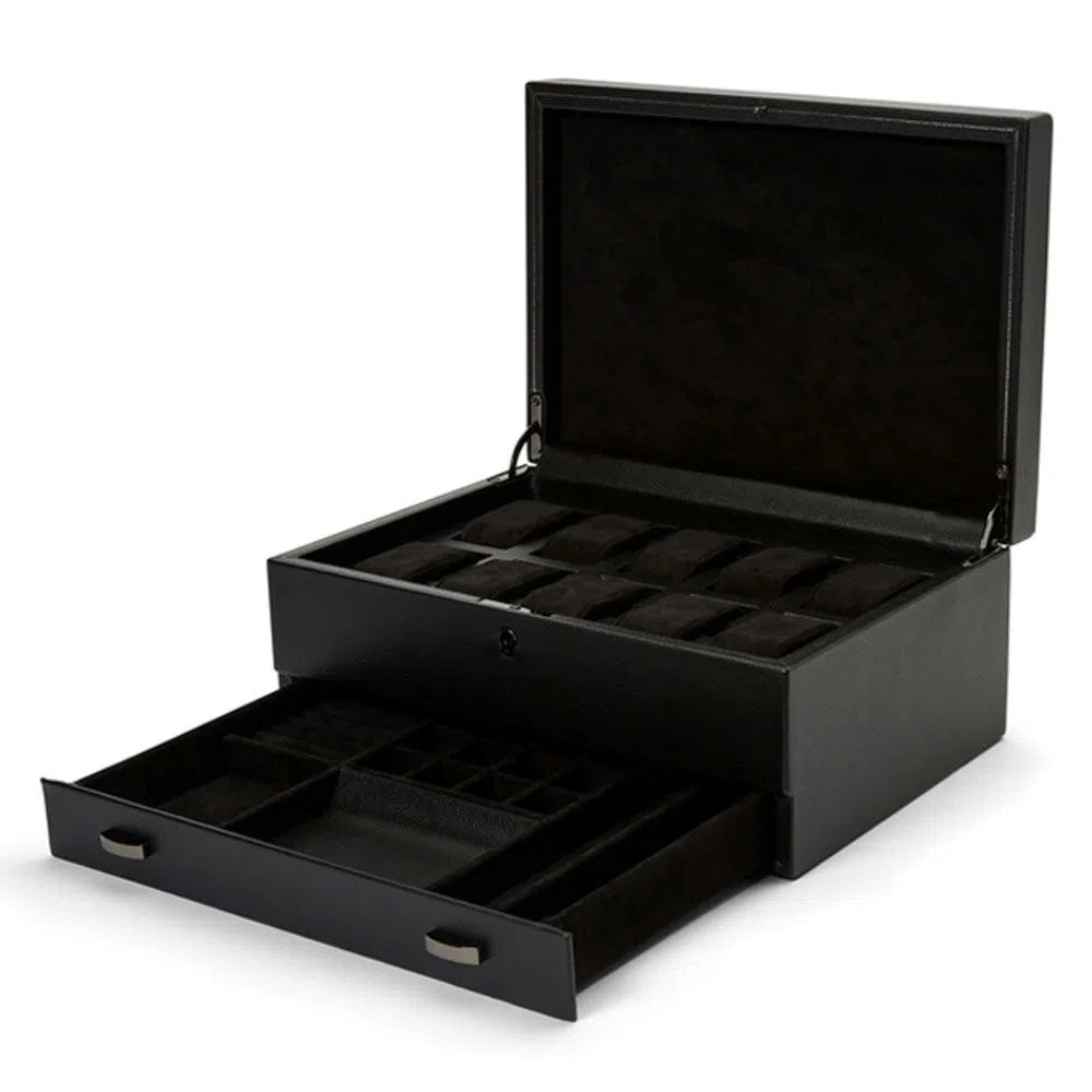 British Racing Black 10-Piece Watch Box with Storage-1-Le Remontoir