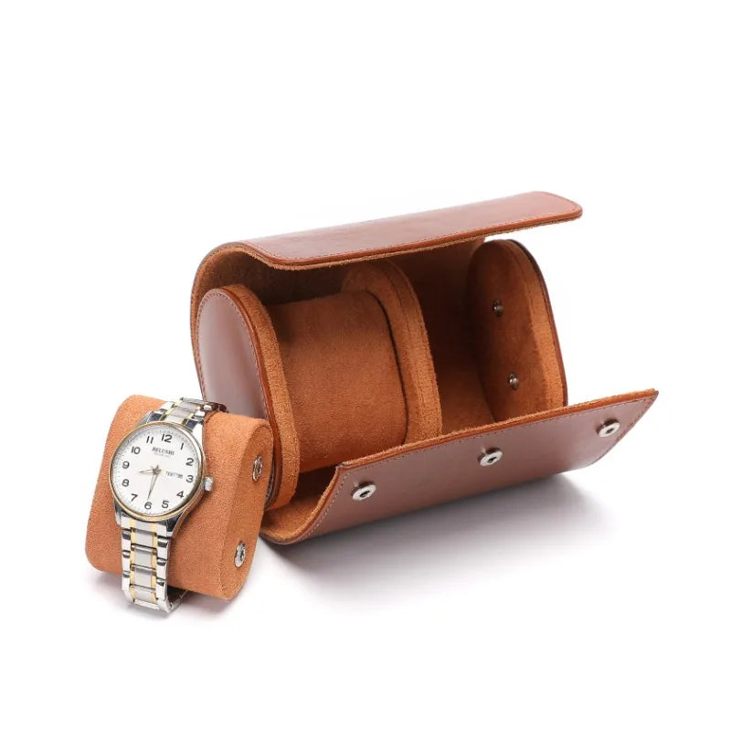 Double Watch Case - Light Brown Leather-2-Le Remontoir