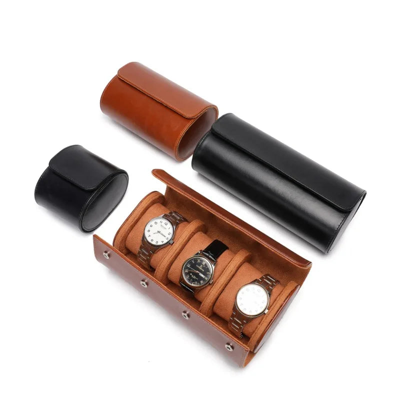 Light Brown Leather Trio Watch Case-5-Le Remontoir
