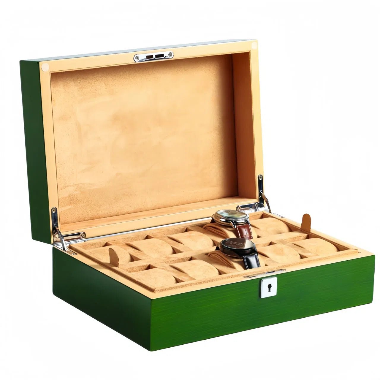 Watch Box for 10 Watches - Green/Beige-3-Le Remontoir