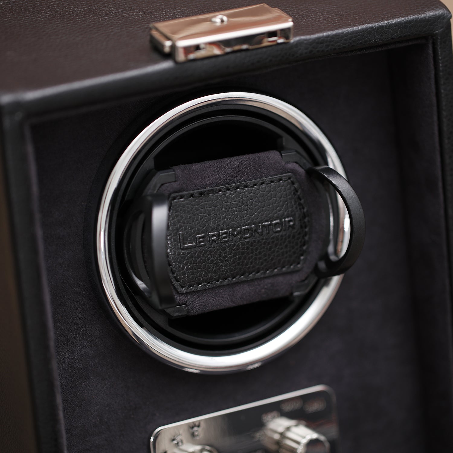 watch winder cube sofa leather closeup le remontoir