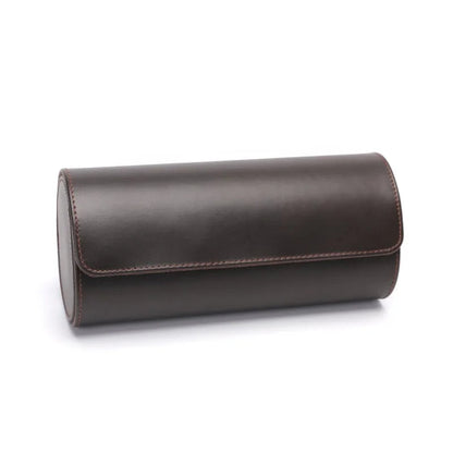 Dark Brown Leather Trio Watch Case-2-Le Remontoir