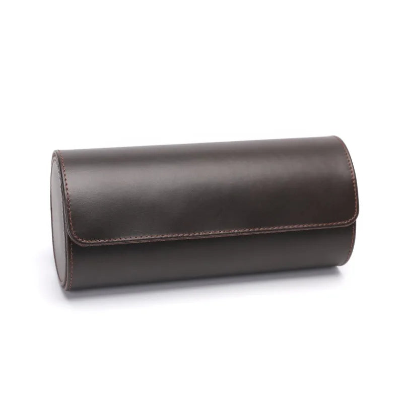 Dark Brown Leather Trio Watch Case-2-Le Remontoir