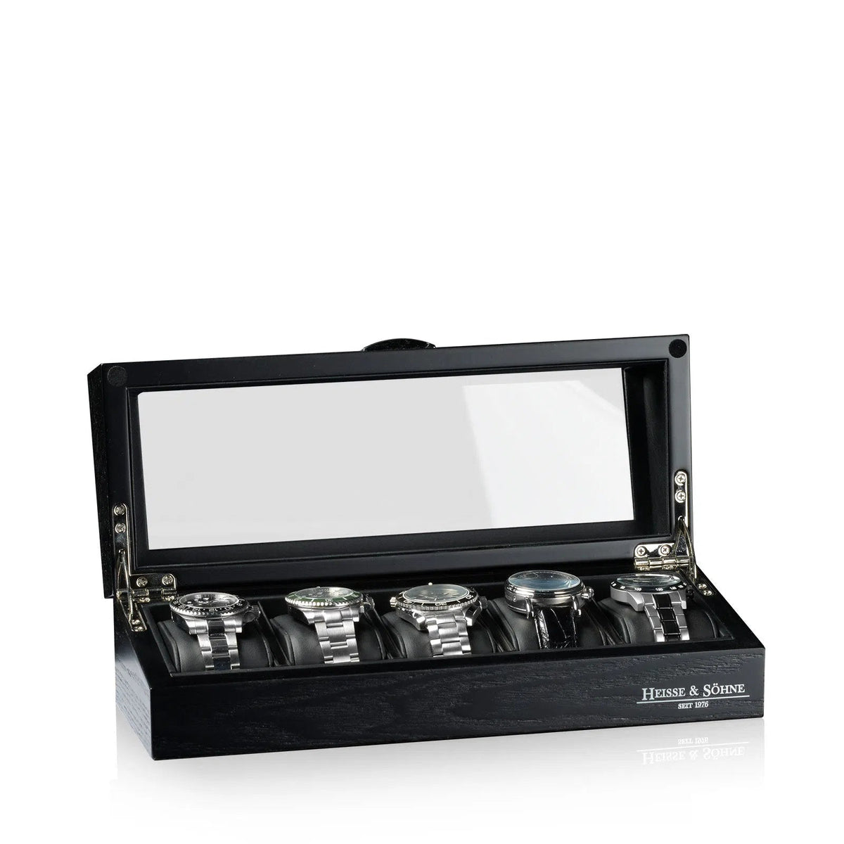 Watch Box - Oxford Window - 5 Watches - Black-2-Le Remontoir