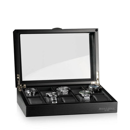 Oxford Window Watch Box for 10 Watches - Black-2-Le Remontoir