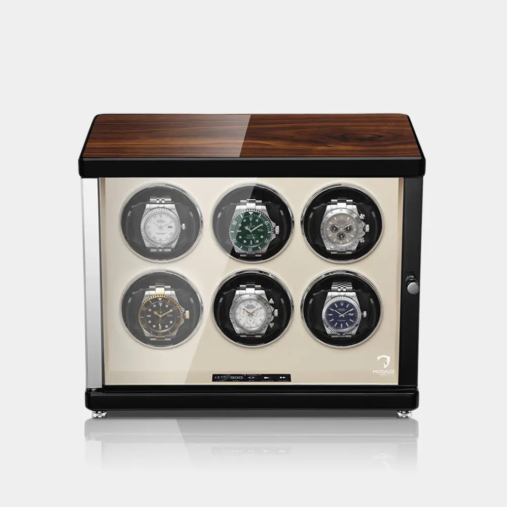 AMBIENTE Sextet Watch Winder – Old Walnut-1-Le Remontoir