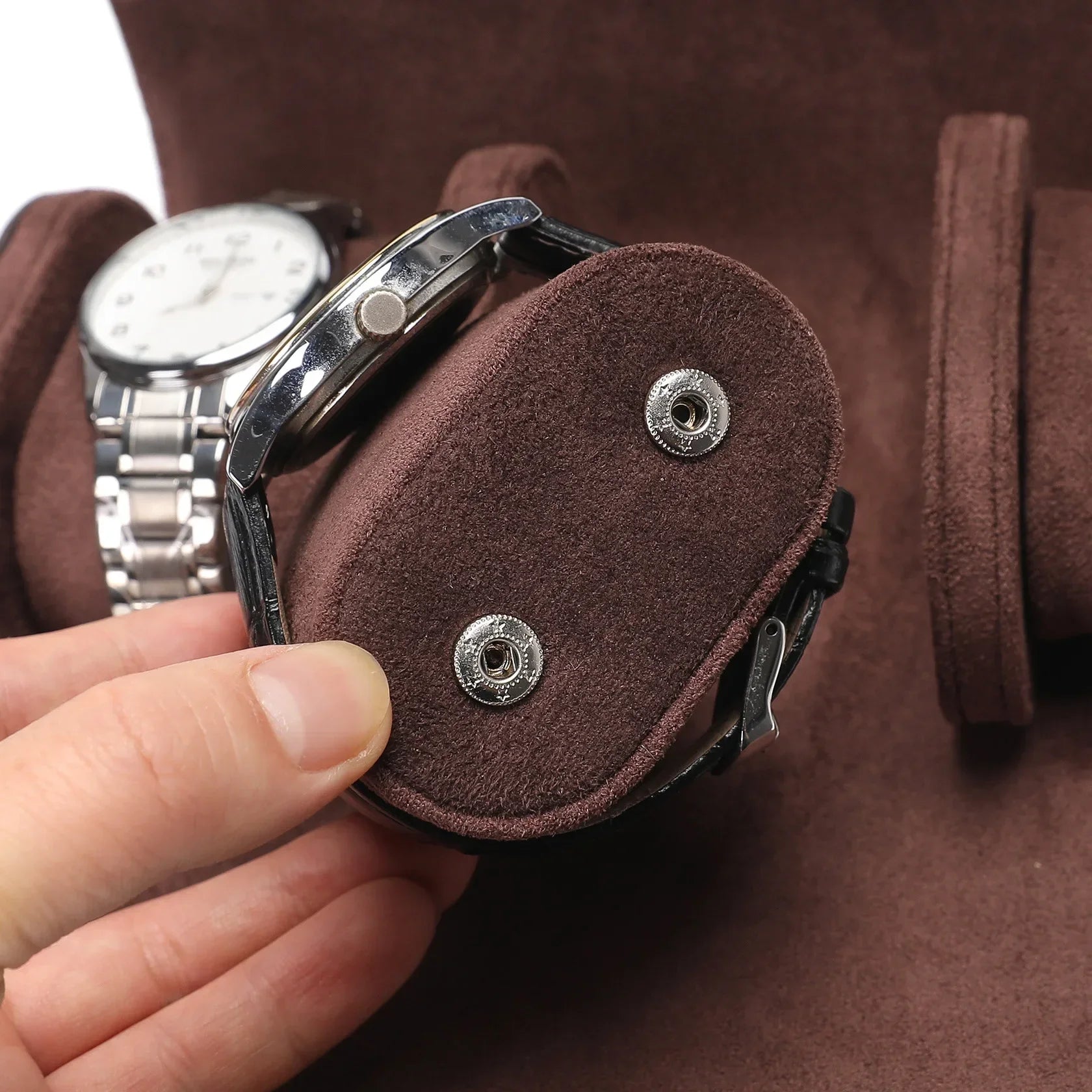 Single Watch Case - Dark Brown Leather-2-Le Remontoir