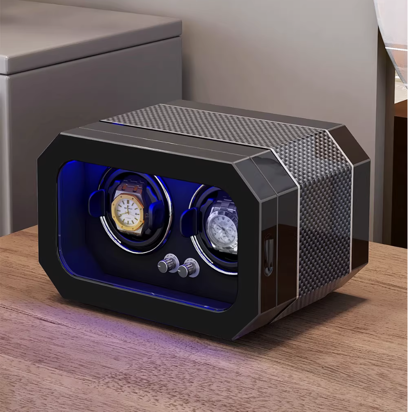 2-Slot Watch Winder - Scacci Carbone-4-Le Remontoir
