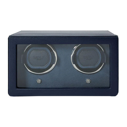 Watch Winder - Cube for 2 Watches, Navy Blue, with Lid-4-Le Remontoir