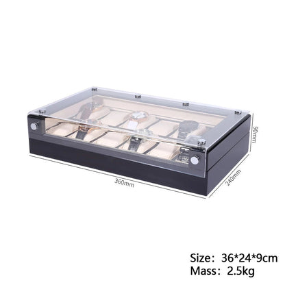 Spacious Checkered Watch Box with Transparent Lid-3-Le Remontoir