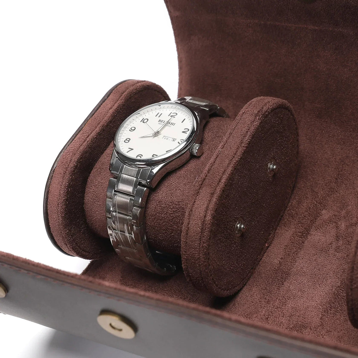 Watch Case - Dark Brown Leather Duo-3-Le Remontoir