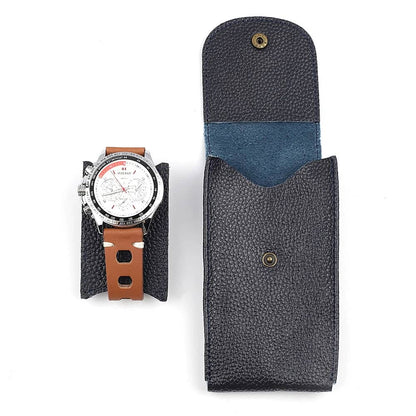 Blue Leather Watch Pouch