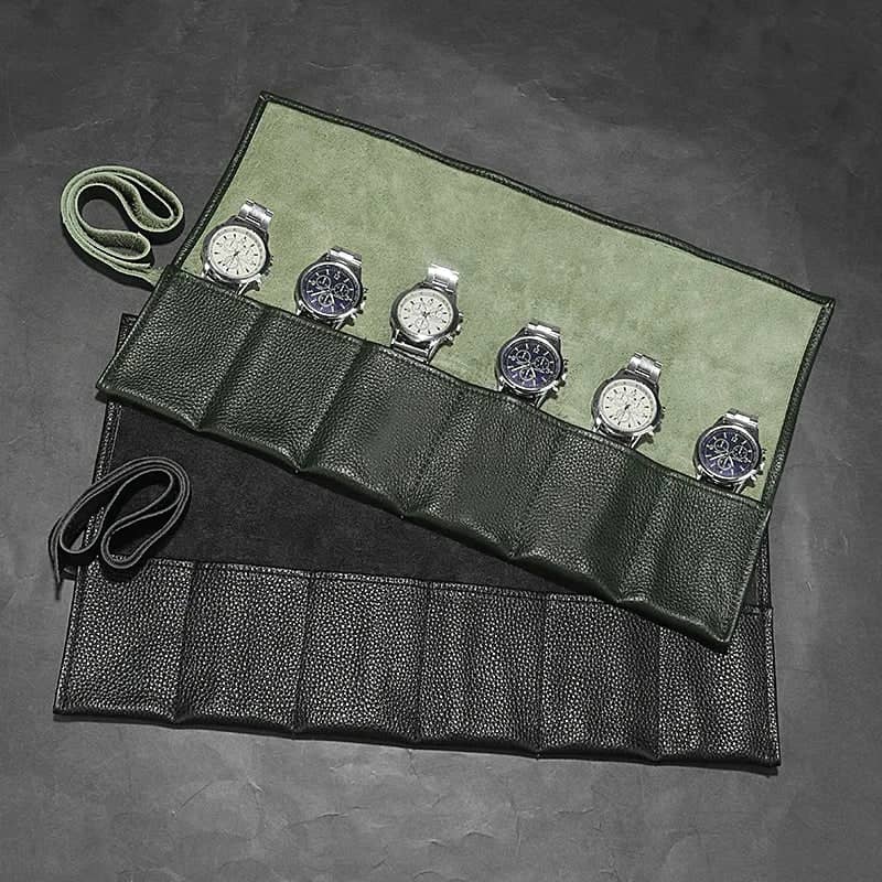 Bottle Green Leather Watch Case-3-Le Remontoir