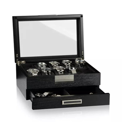 Monteray Watch Box for 10 Watches - Black Satin-3-Le Remontoir
