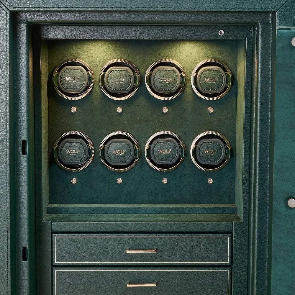 Watch Winder - Wolf1834 Athos 8 Safe with Storage Green