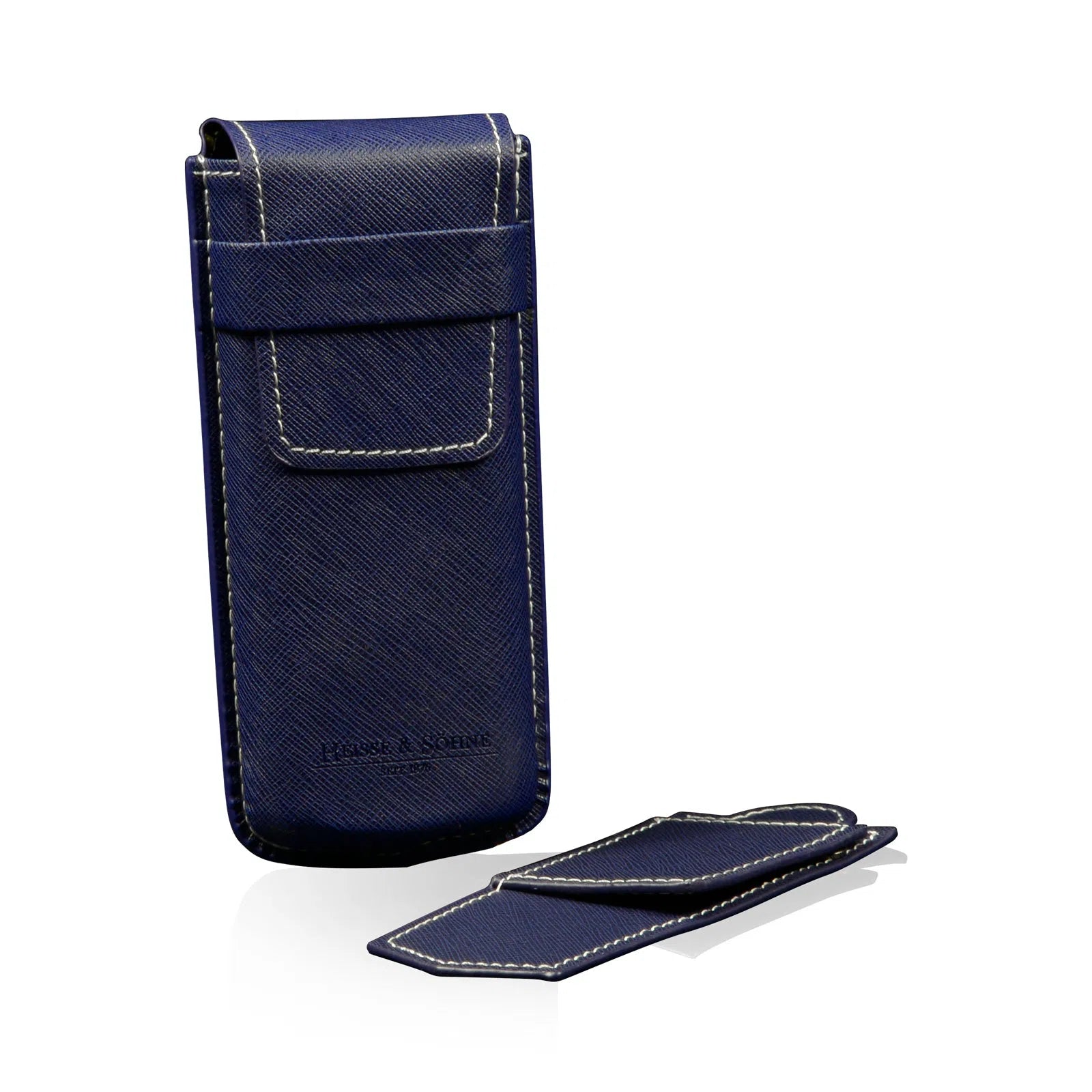 Watch Case - Mondo Saffiano Single Watch - Blue / White-2-Le Remontoir