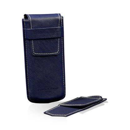 Watch Case - Mondo Saffiano Single Watch - Blue / White-2-Le Remontoir