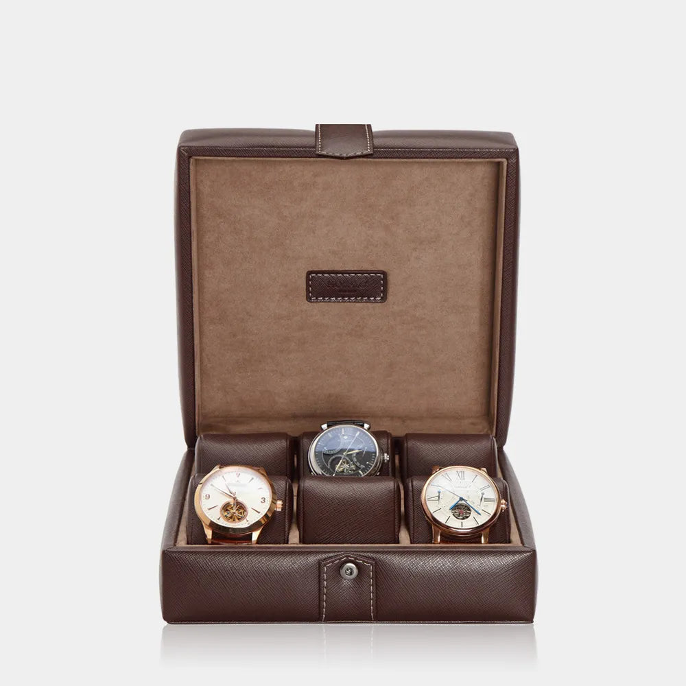 GALLANTE Watch Box for 6 Watches - Brown-1-Le Remontoir