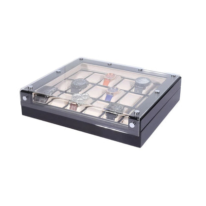 Grandiose Checkered Watch Box with Transparent Lid-1-Le Remontoir